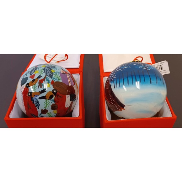 Ornaments set of 2 - Hand Painted Glass - Picture 7 of 10